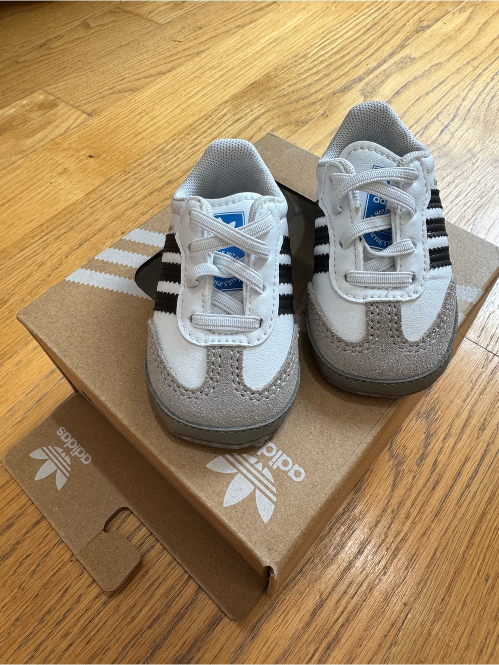 adidas Kids White, Gray & Black Classic Samba Sneakers